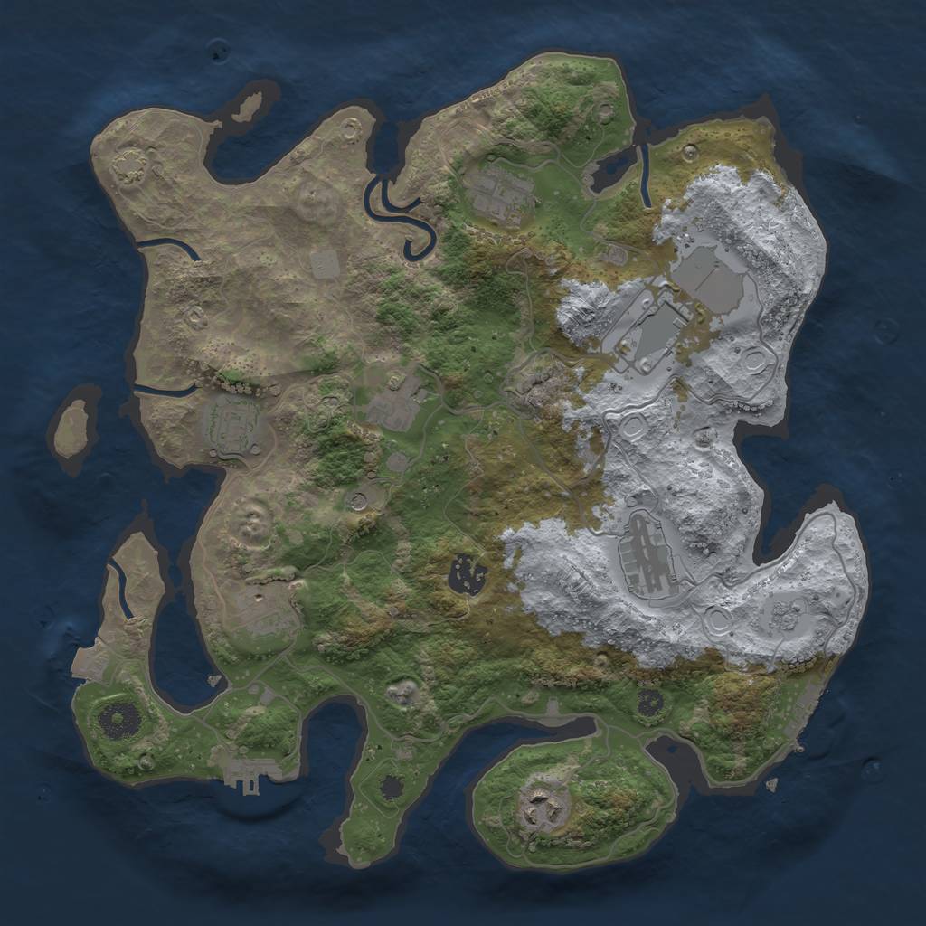 Rust Map: Procedural Map, Size: 3500, Seed: 841304245, 16 Monuments