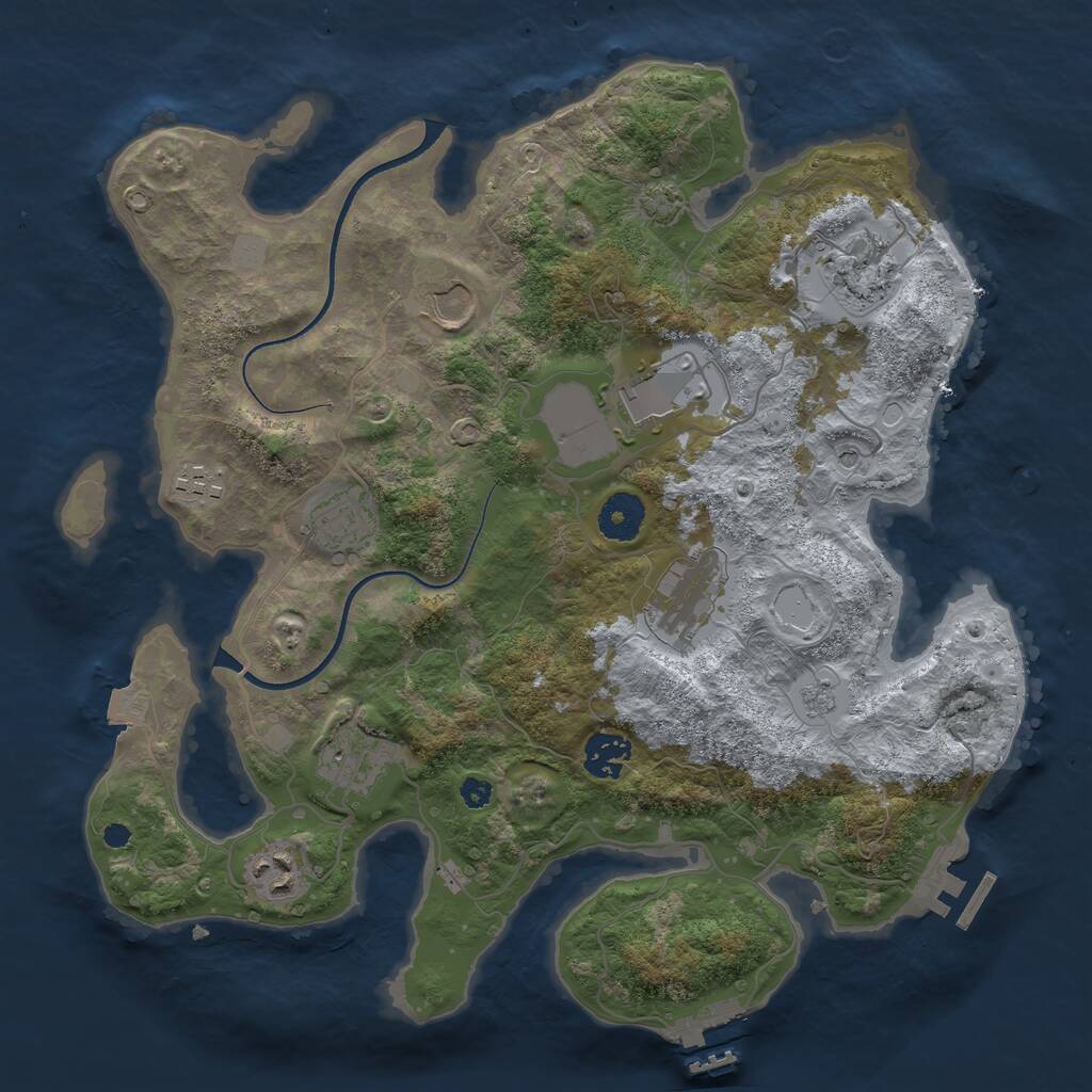 Rust Map: Procedural Map, Size: 3500, Seed: 841304245, 15 Monuments