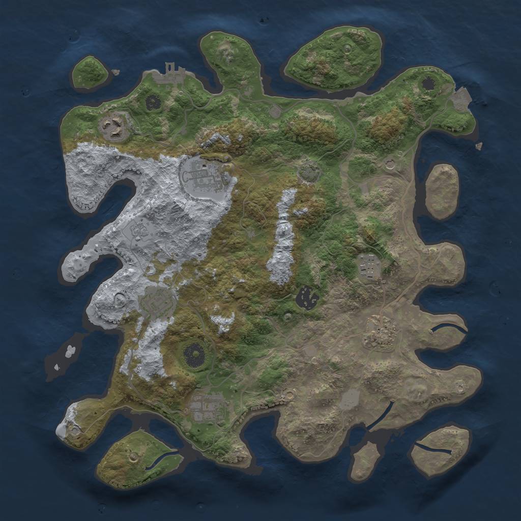 Rust Map: Procedural Map, Size: 3450, Seed: 59825073, 14 Monuments