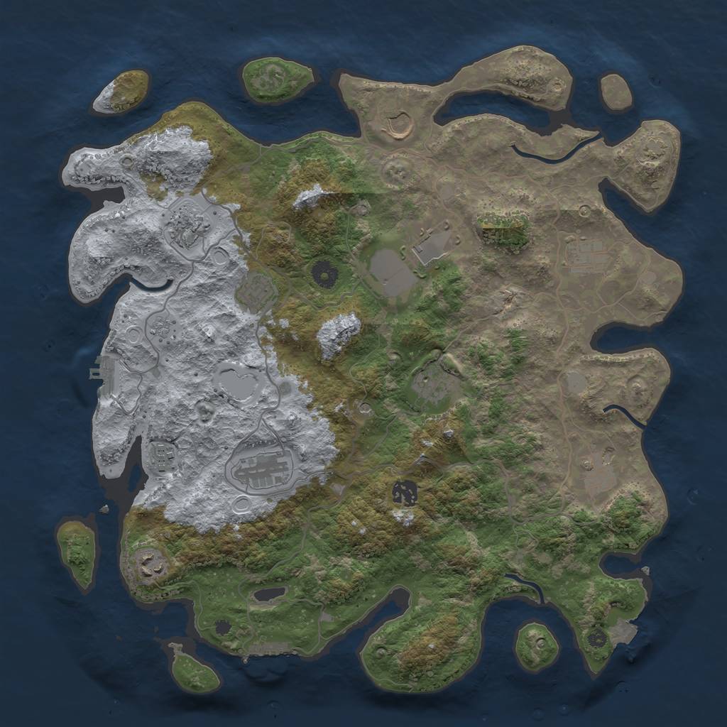 Rust Map: Procedural Map, Size: 4050, Seed: 1886615215, 19 Monuments