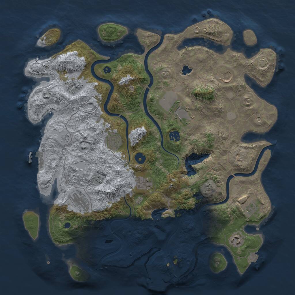 Rust Map: Procedural Map, Size: 4050, Seed: 1886615215, 16 Monuments