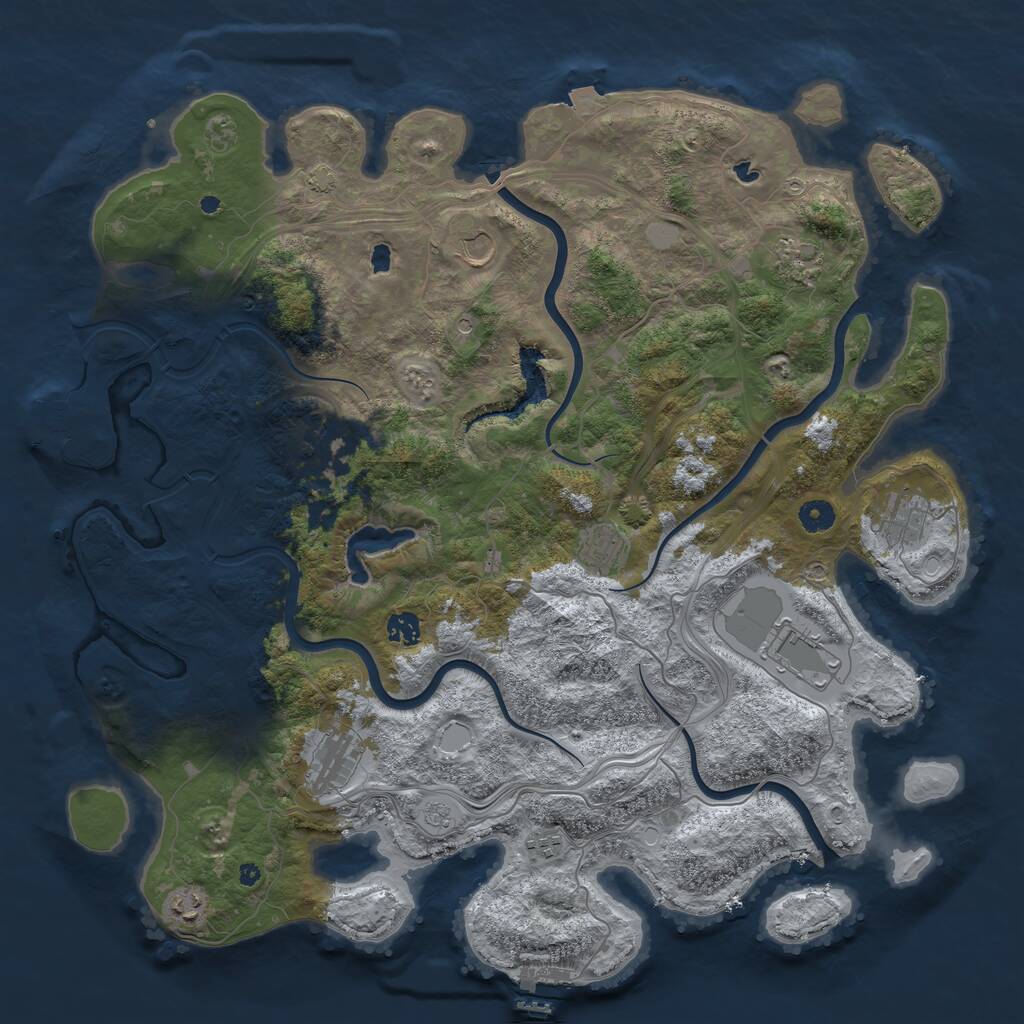 Rust Map: Procedural Map, Size: 4500, Seed: 7090, 16 Monuments