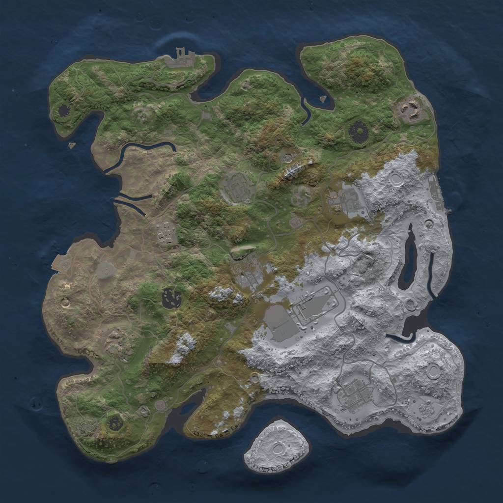 Rust Map: Procedural Map, Size: 3600, Seed: 85747392, 17 Monuments