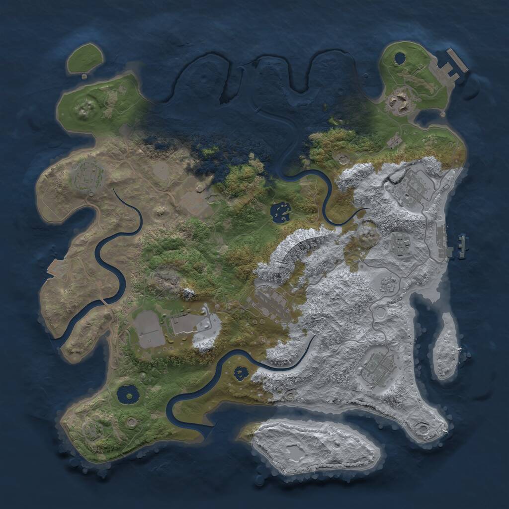 Rust Map: Procedural Map, Size: 3600, Seed: 11322525, 15 Monuments