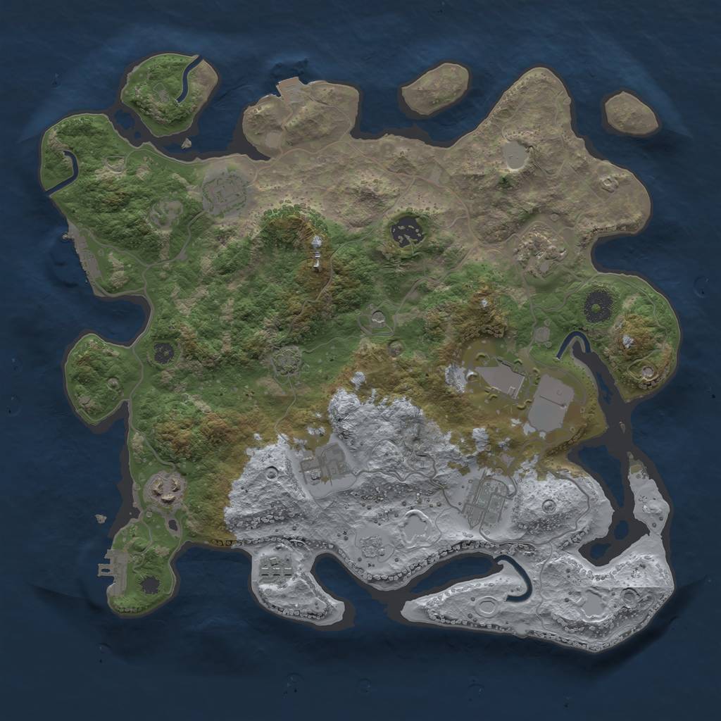 Rust Map: Procedural Map, Size: 3500, Seed: 161425546, 16 Monuments