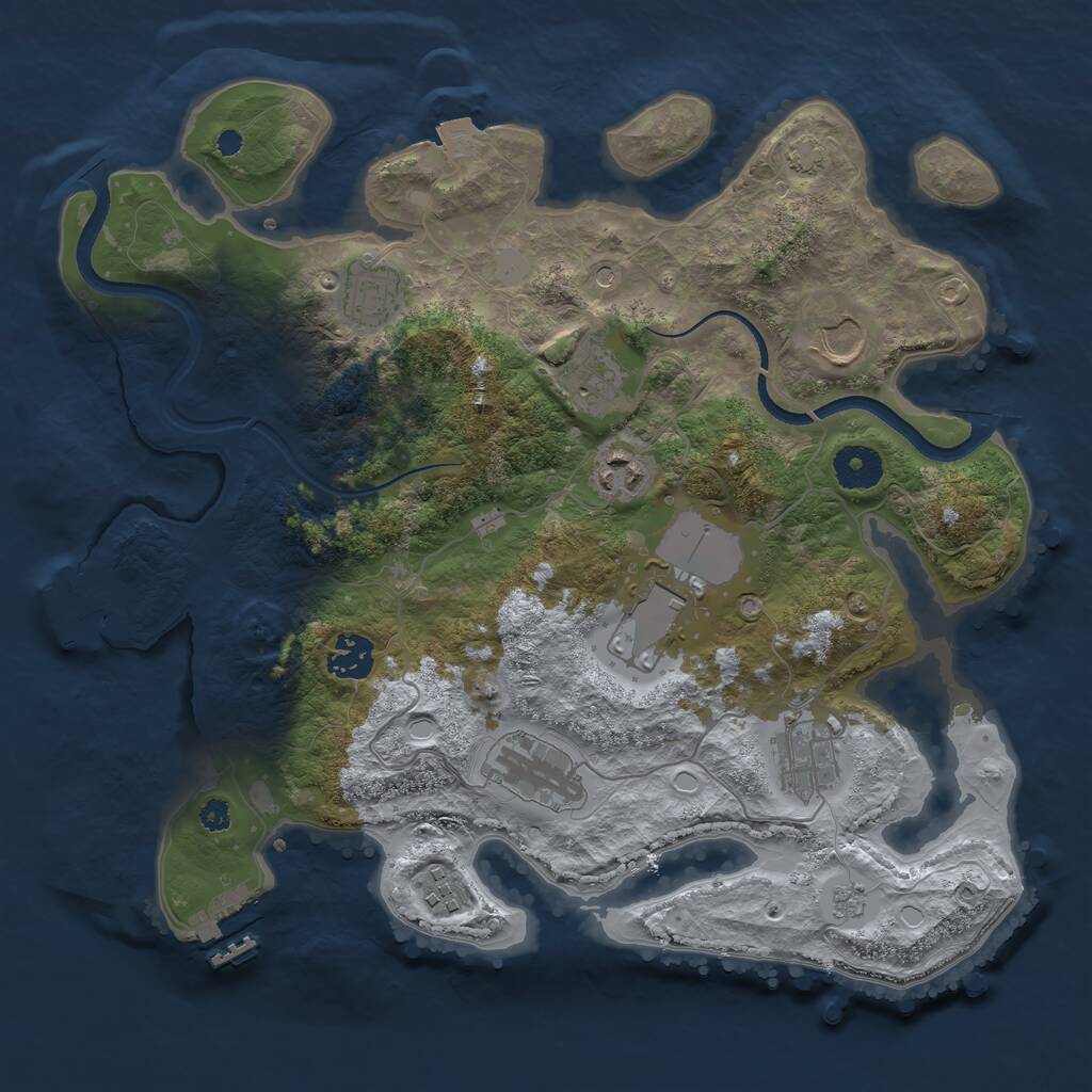Rust Map: Procedural Map, Size: 3500, Seed: 161425546, 15 Monuments