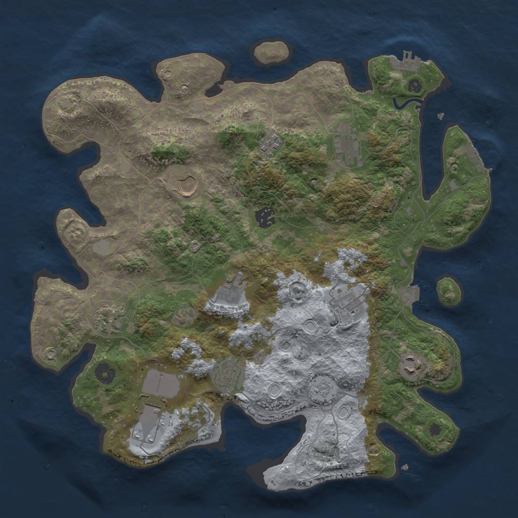 Rust Map: Procedural Map, Size: 3750, Seed: 59019299, 18 Monuments