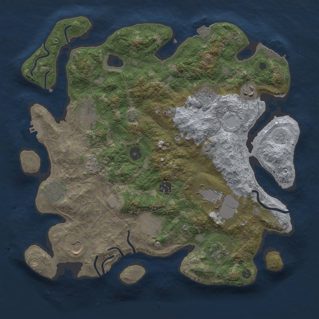 Rust Map: Procedural Map, Size: 3750, Seed: 833676, 18 Monuments