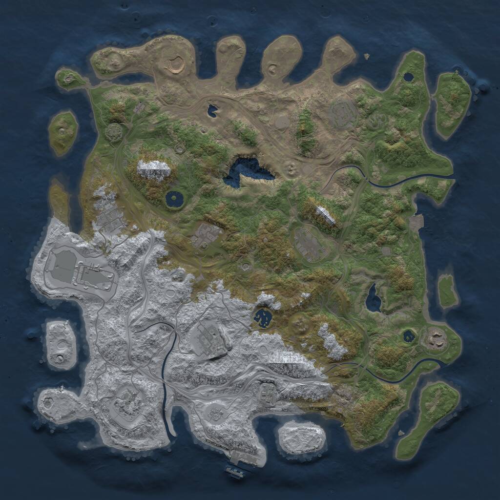 Rust Map: Procedural Map, Size: 4300, Seed: 3012214, 16 Monuments