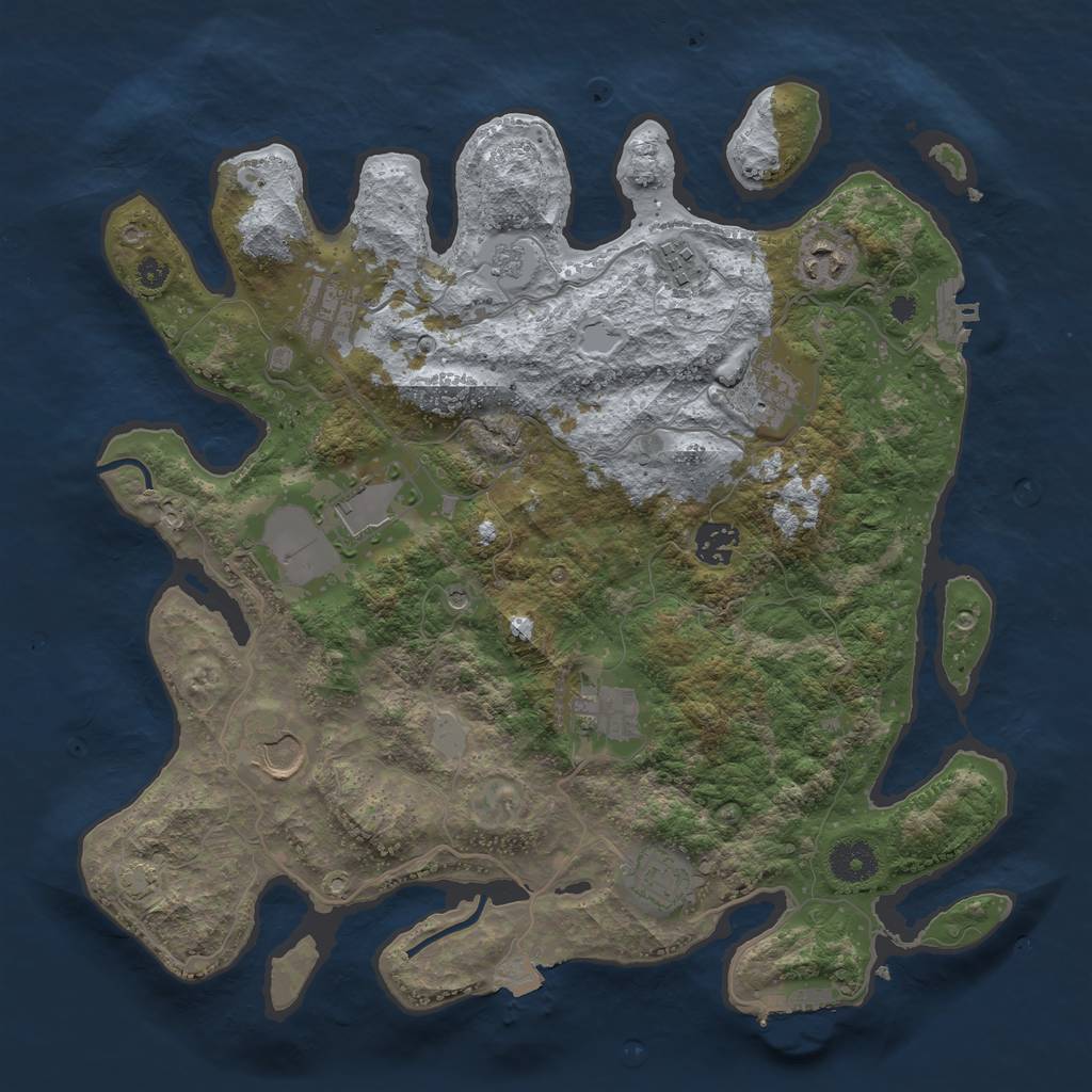 Rust Map: Procedural Map, Size: 3650, Seed: 51262963, 17 Monuments