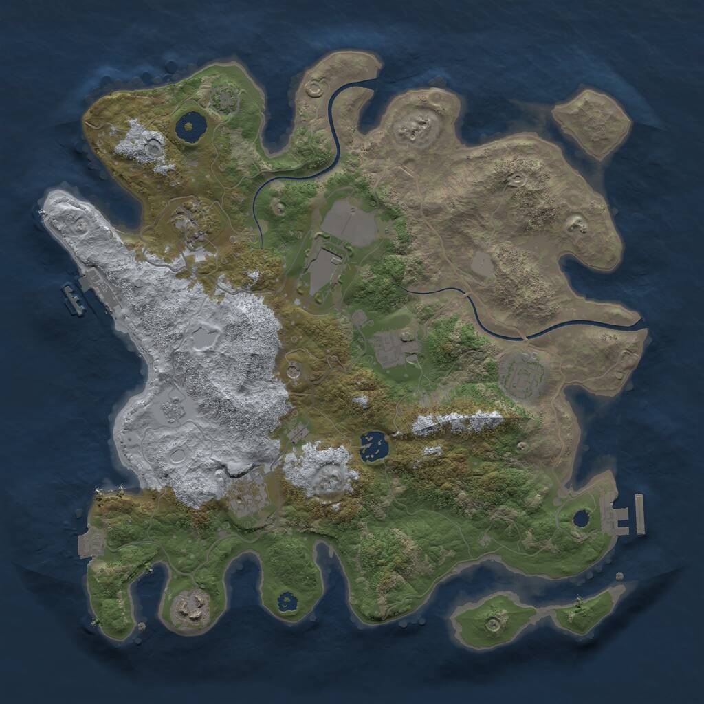 Rust Map: Procedural Map, Size: 3500, Seed: 1244863064, 13 Monuments