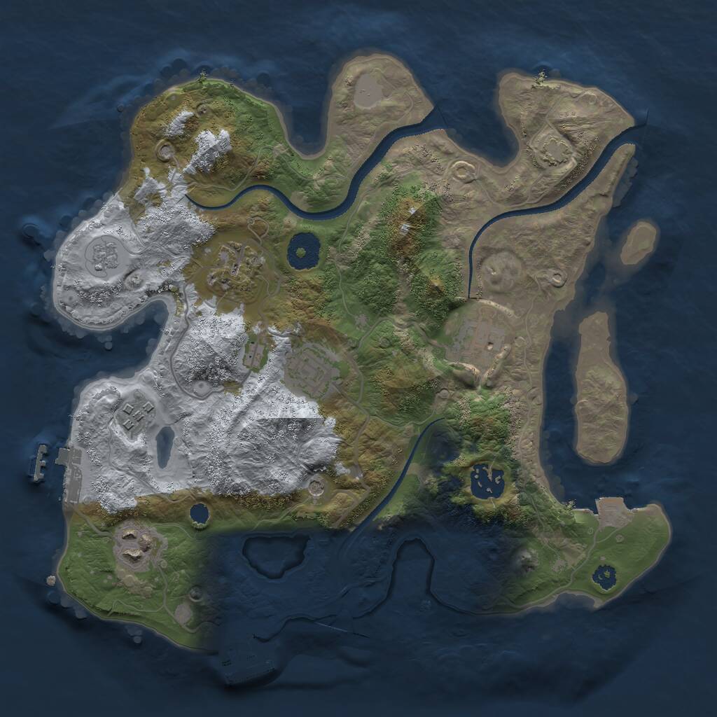 Rust Map: Procedural Map, Size: 3000, Seed: 54165, 12 Monuments