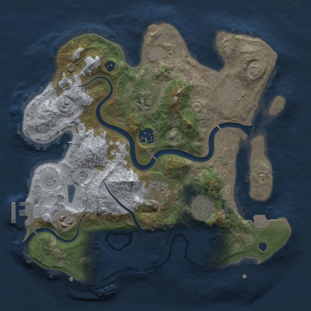 Rust Map: Procedural Map, Size: 3000, Seed: 54165, 12 Monuments