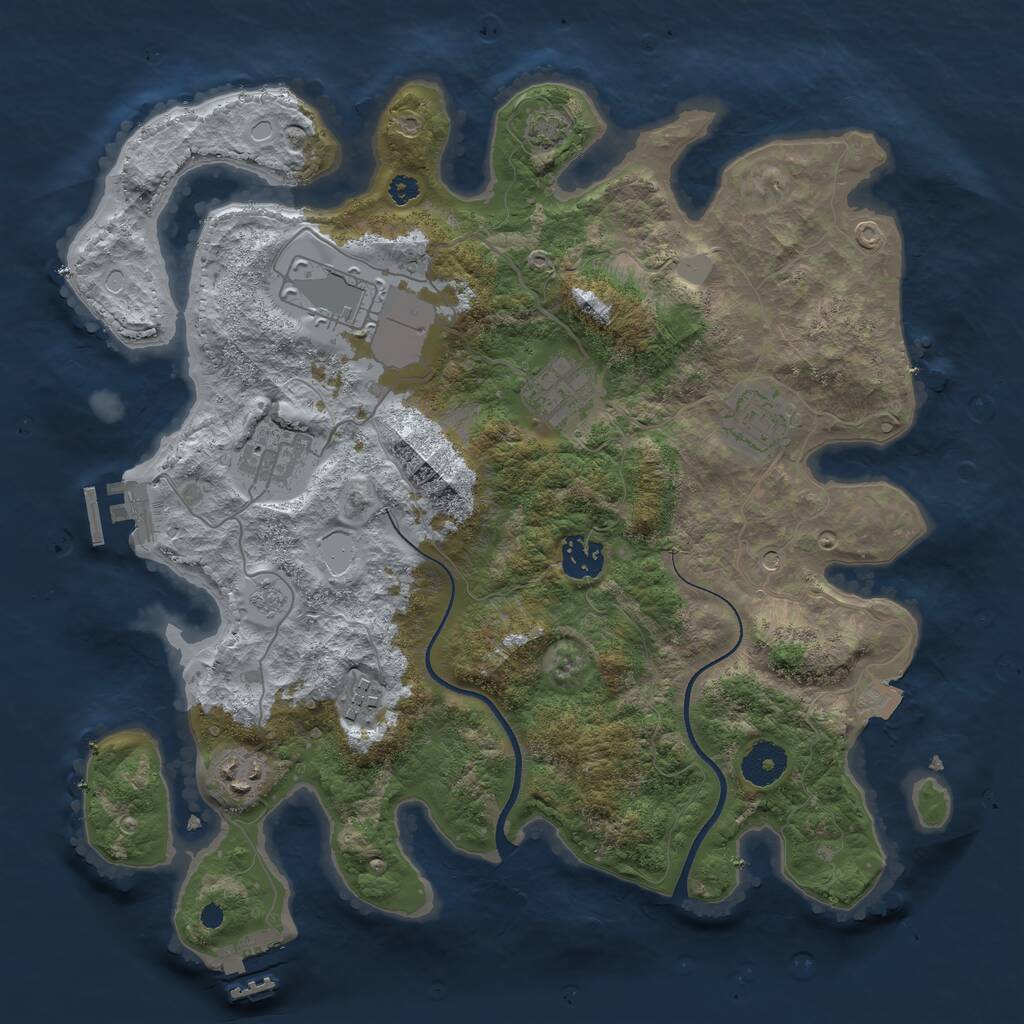 Rust Map: Procedural Map, Size: 3500, Seed: 157697505, 13 Monuments