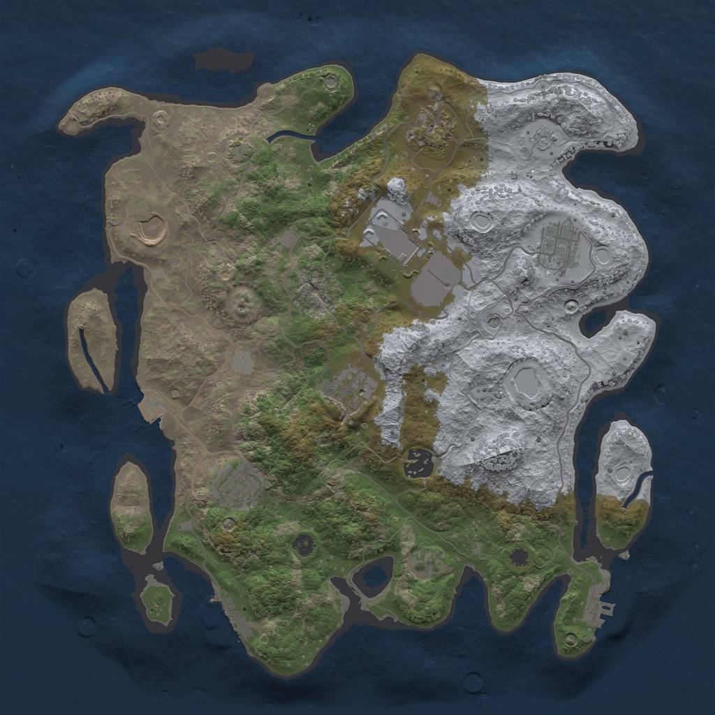 Rust Map: Procedural Map, Size: 3500, Seed: 1173339090, 15 Monuments