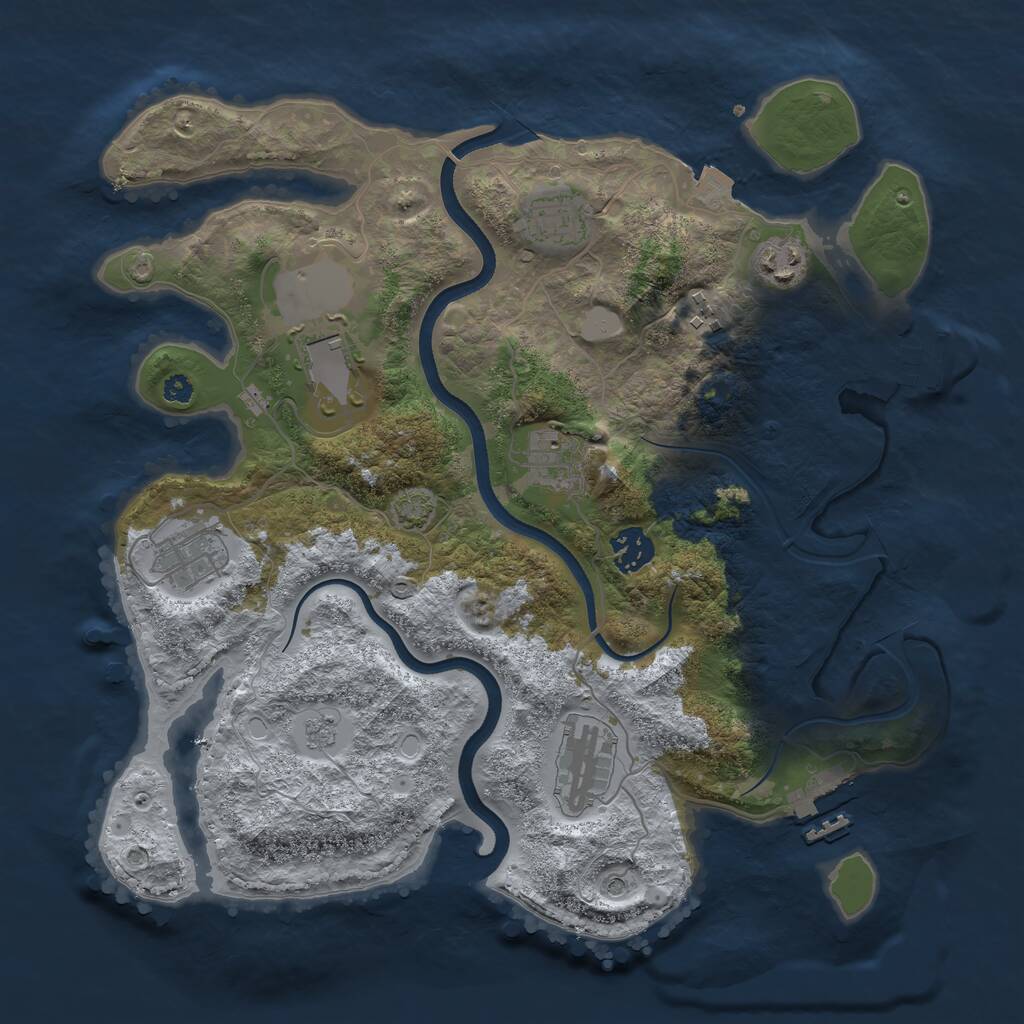 Rust Map: Procedural Map, Size: 3500, Seed: 1497108783, 14 Monuments