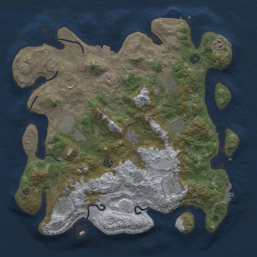 Rust Map: Procedural Map, Size: 4000, Seed: 18665240, 18 Monuments