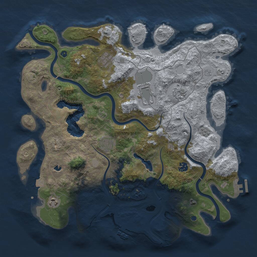 Rust Map: Procedural Map, Size: 4000, Seed: 17198881, 13 Monuments
