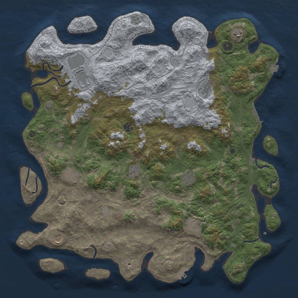 Rust Map: Procedural Map, Size: 4800, Seed: 1845499482, 19 Monuments