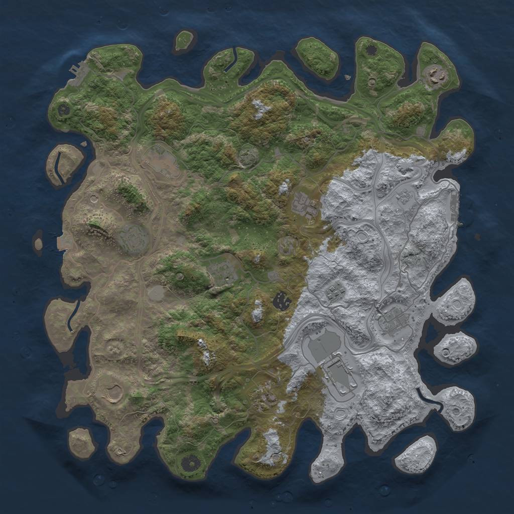 Rust Map: Procedural Map, Size: 4250, Seed: 57829040, 19 Monuments