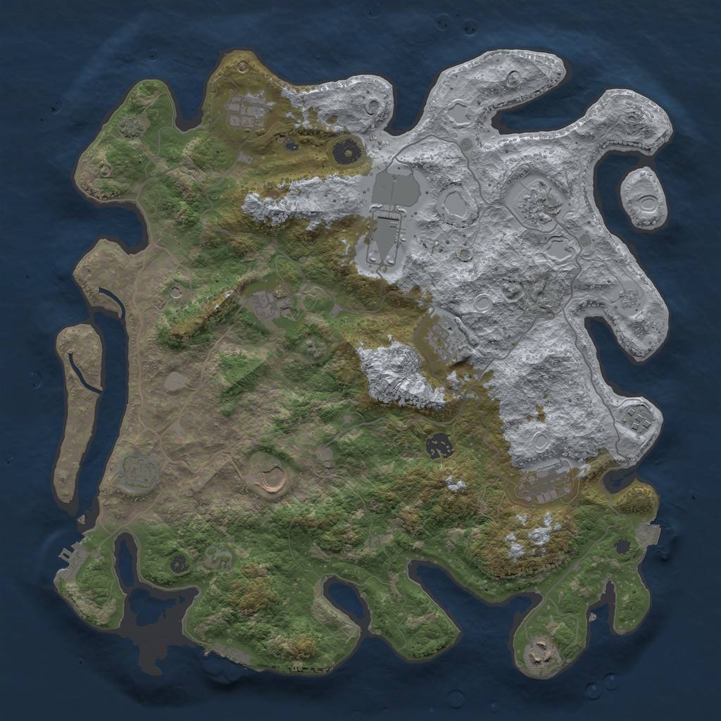 Rust Map: Procedural Map, Size: 4100, Seed: 51721307, 19 Monuments