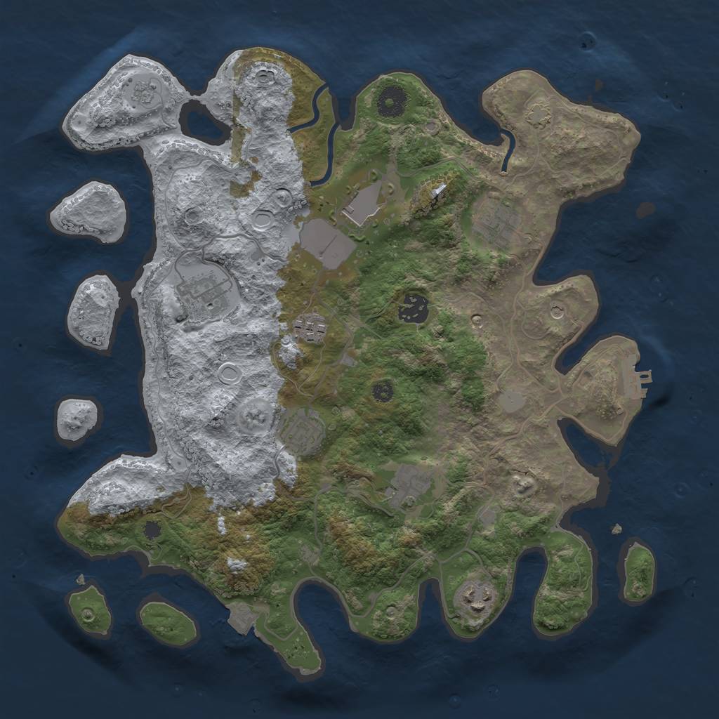 Rust Map: Procedural Map, Size: 3500, Seed: 316682, 15 Monuments