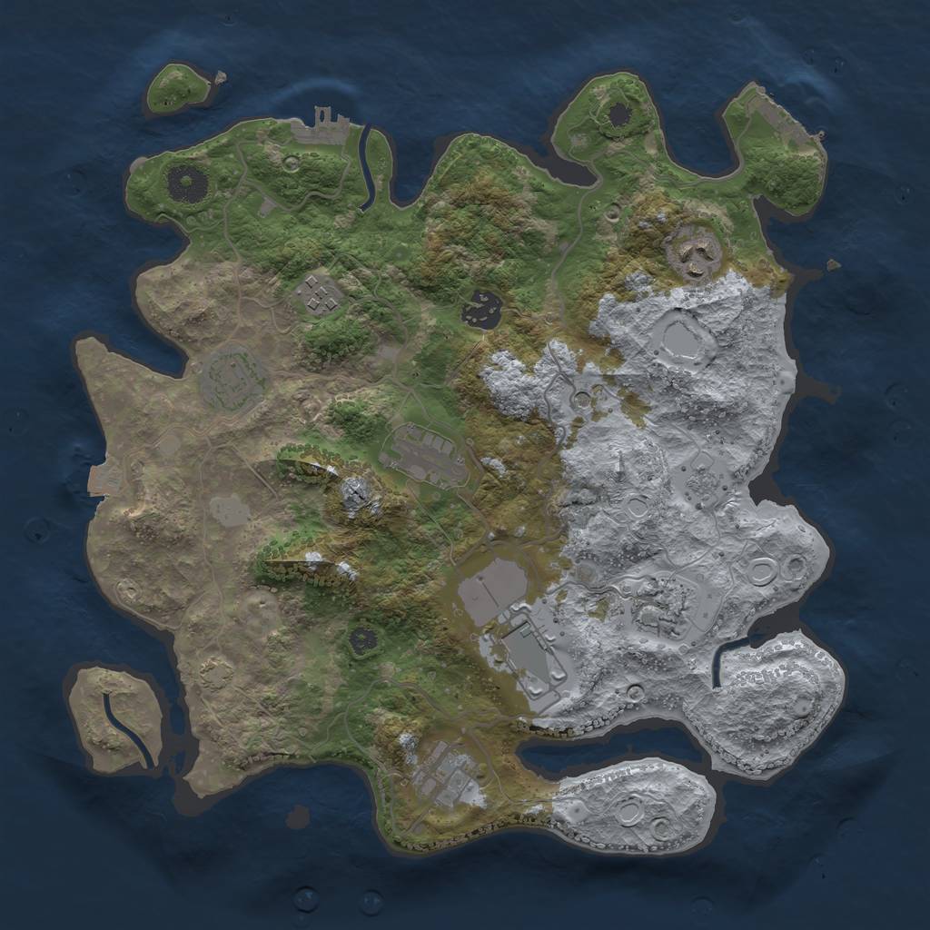 Rust Map: Procedural Map, Size: 3500, Seed: 1507987418, 16 Monuments