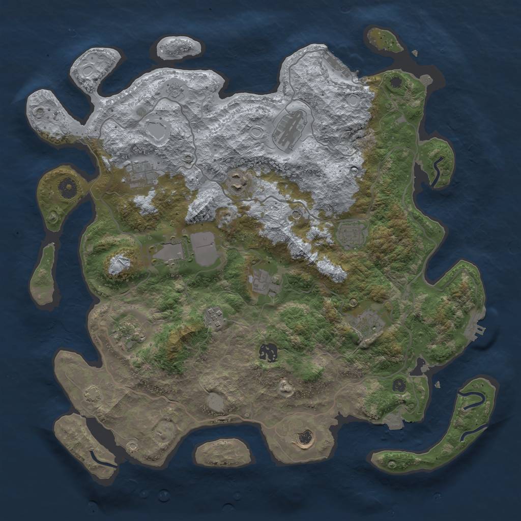 Rust Map: Procedural Map, Size: 4000, Seed: 64891456, 19 Monuments