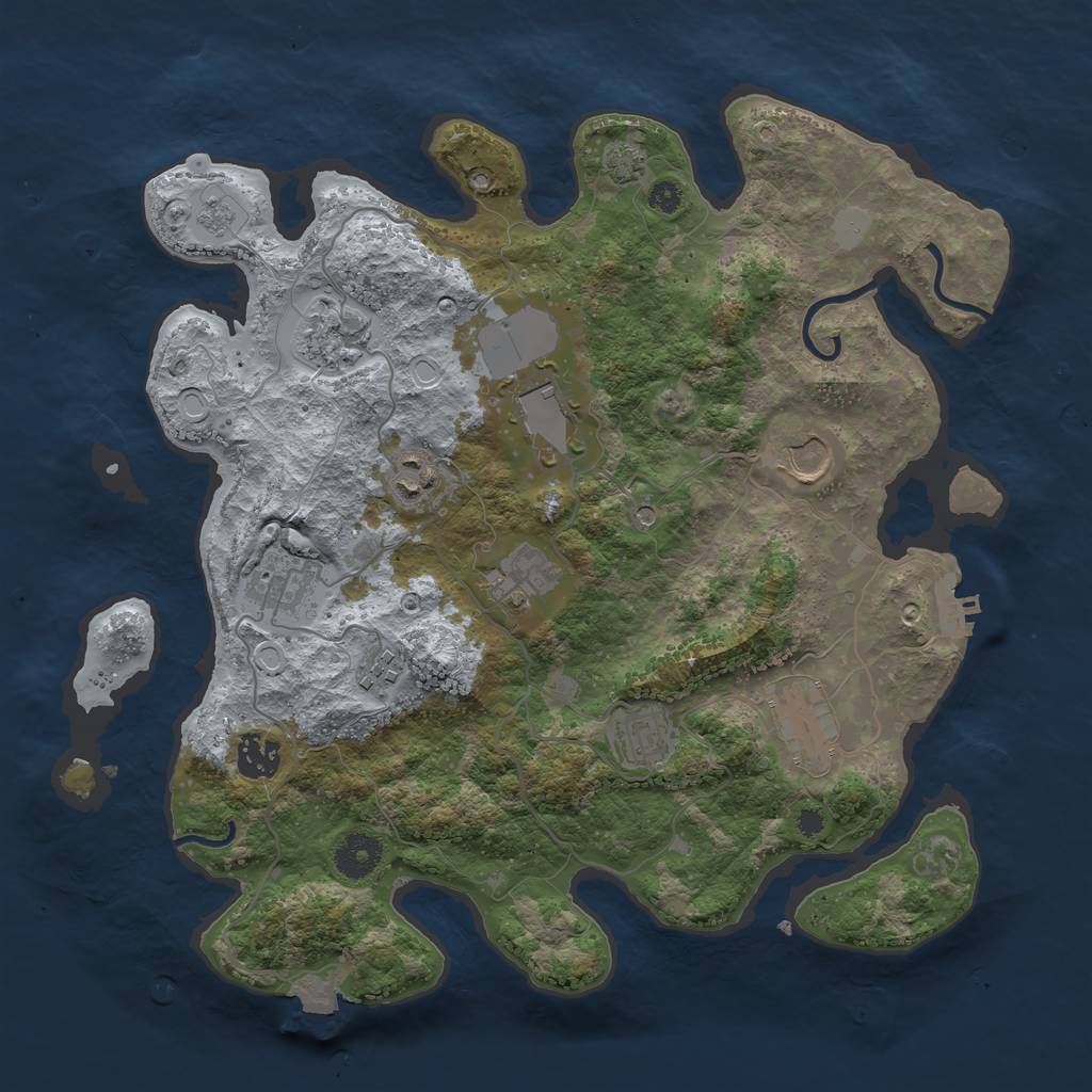 Rust Map: Procedural Map, Size: 3600, Seed: 67609272, 17 Monuments