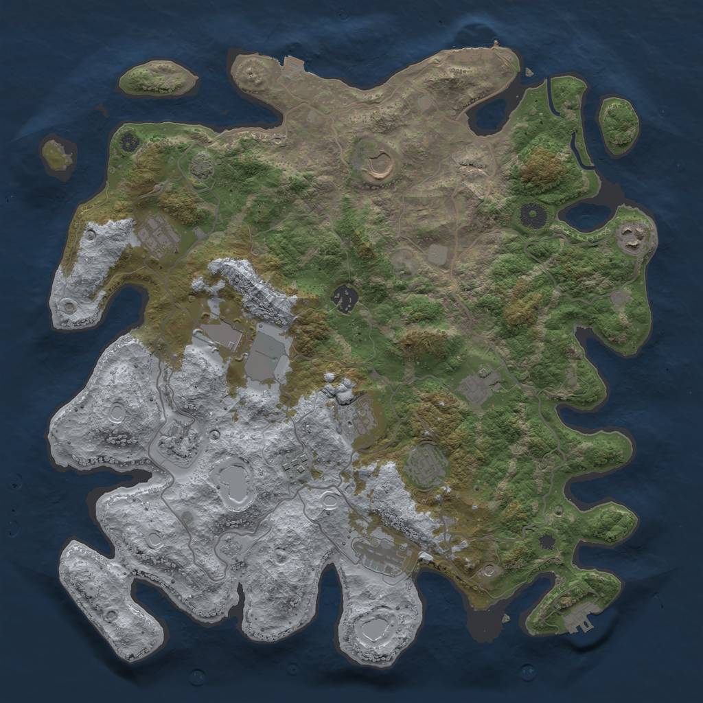 Rust Map: Procedural Map, Size: 4000, Seed: 91134792, 19 Monuments