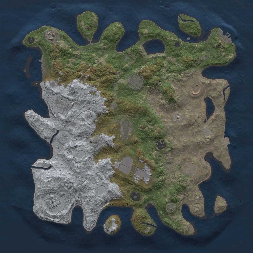 Rust Map: Procedural Map, Size: 3900, Seed: 84566964, 18 Monuments