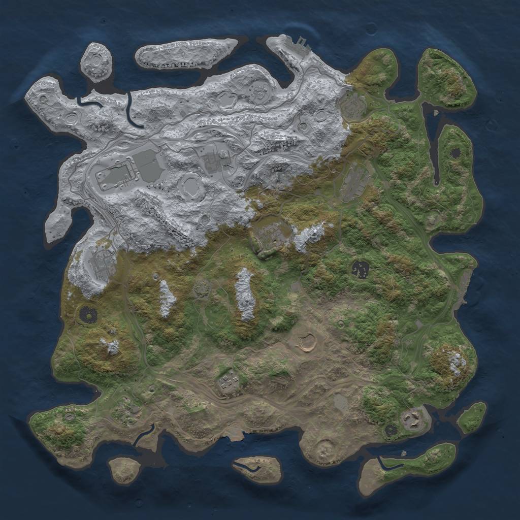 Rust Map: Procedural Map, Size: 4300, Seed: 54833289, 19 Monuments