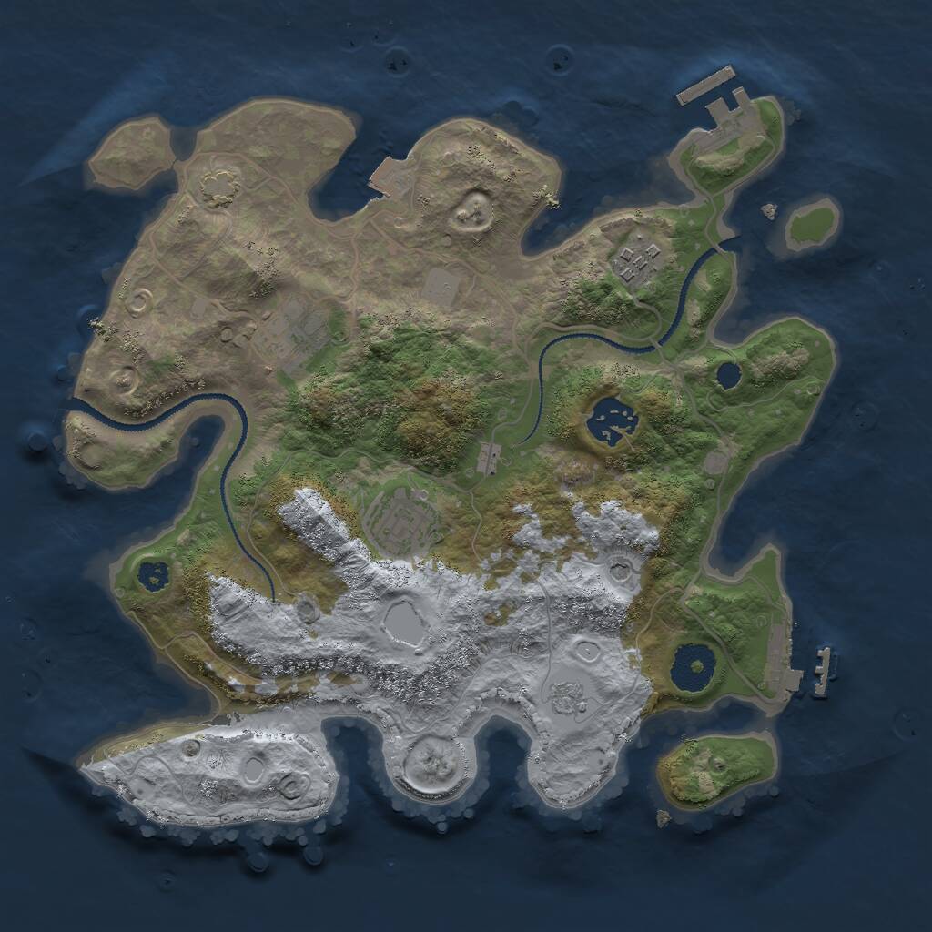 Rust Map: Procedural Map, Size: 3000, Seed: 3599, 10 Monuments