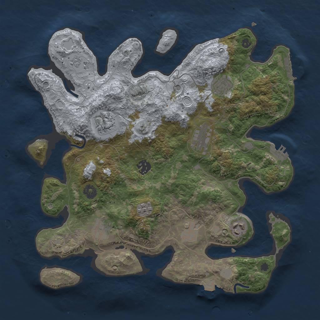 Rust Map: Procedural Map, Size: 3450, Seed: 69483578, 16 Monuments