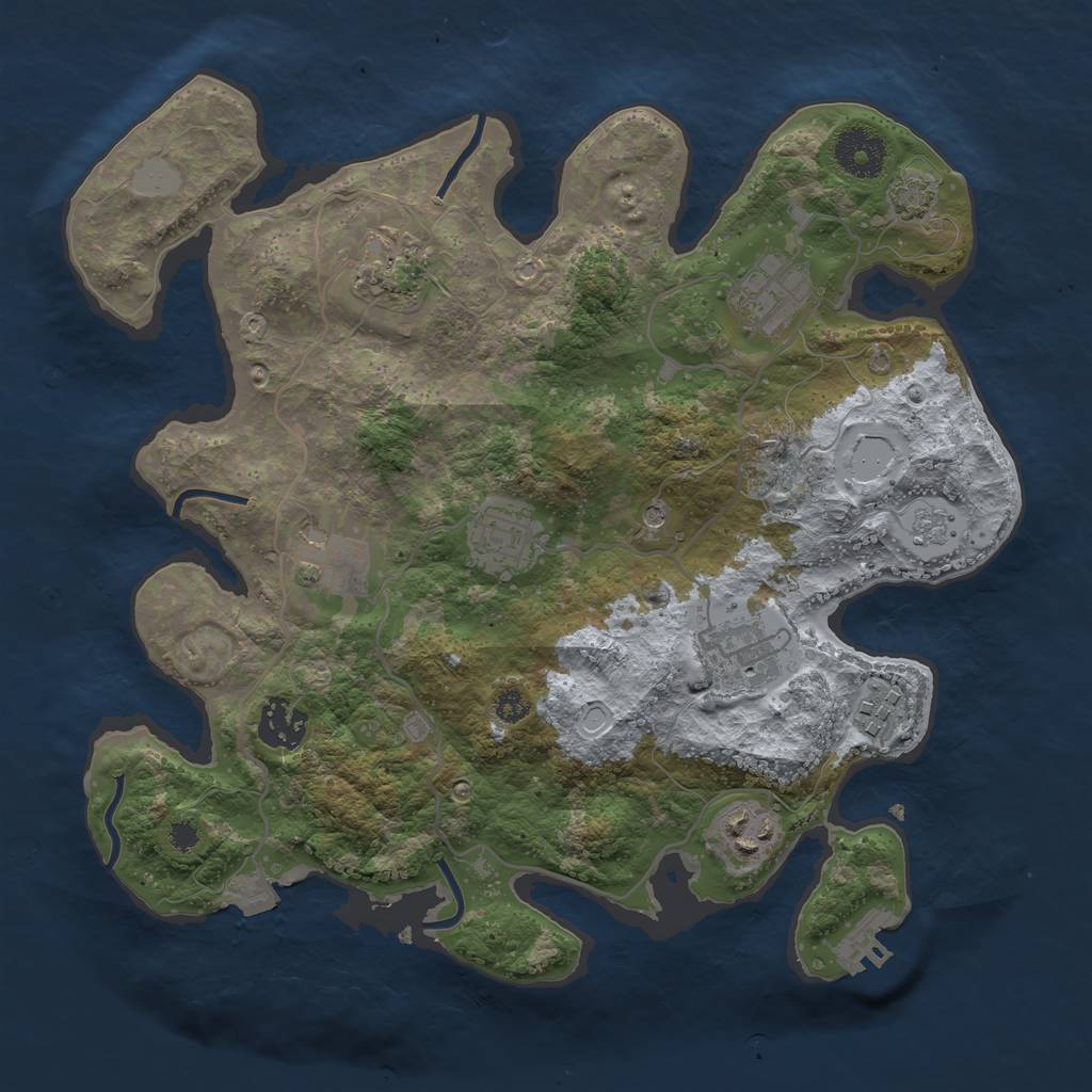 Rust Map: Procedural Map, Size: 3250, Seed: 902180062, 15 Monuments
