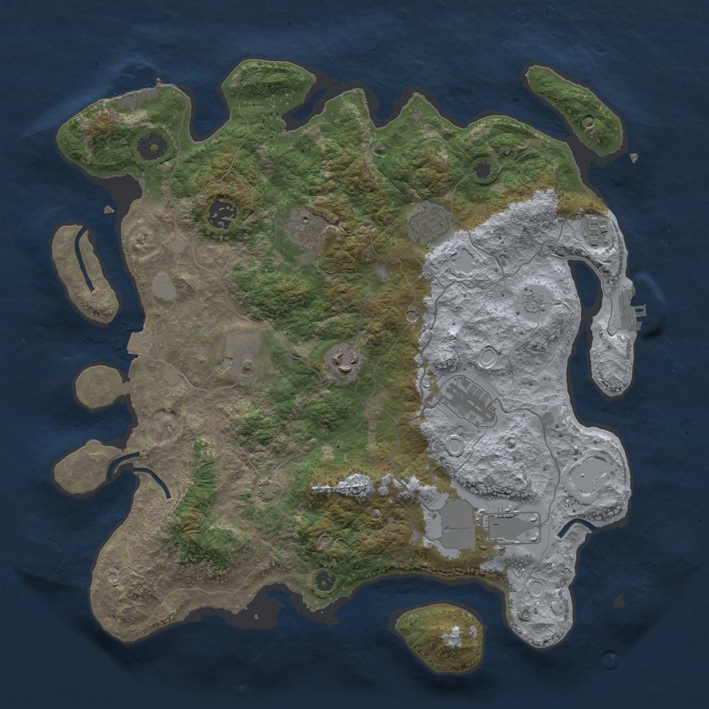 Rust Map: Procedural Map, Size: 3750, Seed: 458328334, 16 Monuments