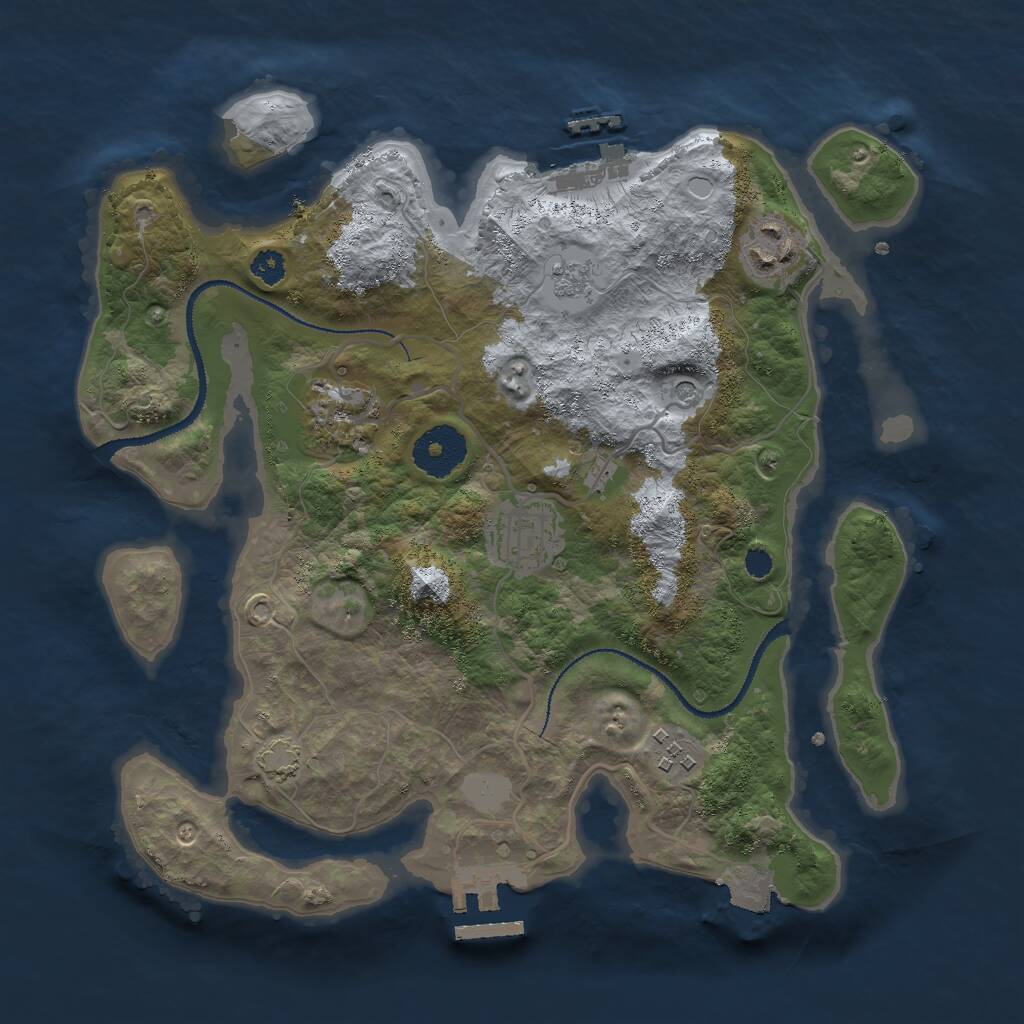 Rust Map: Procedural Map, Size: 3000, Seed: 421, 10 Monuments