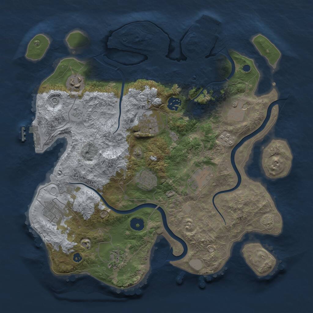 Rust Map: Procedural Map, Size: 3450, Seed: 49707728, 15 Monuments