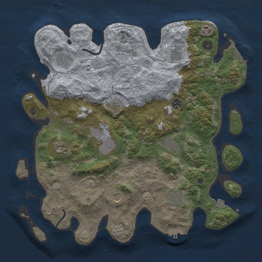 Rust Map: Procedural Map, Size: 4000, Seed: 12345654, 19 Monuments