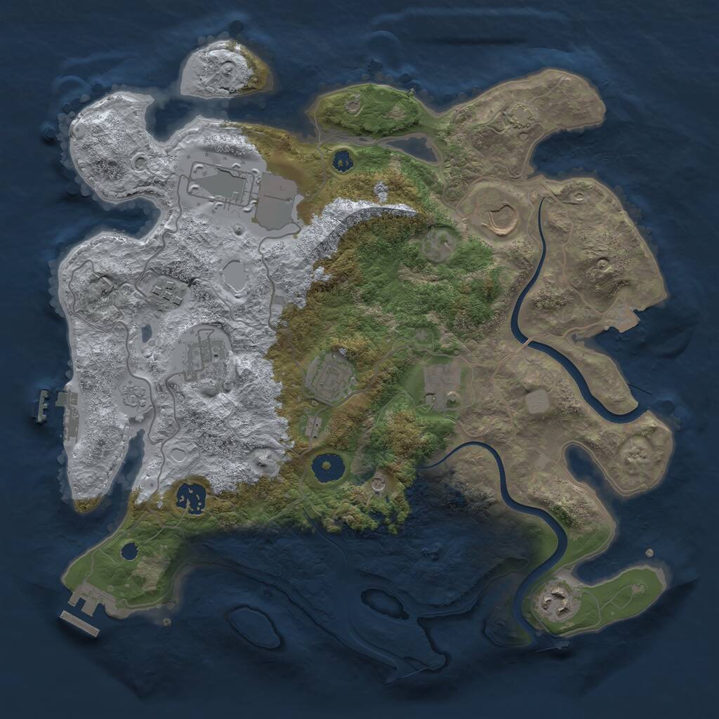 Rust Map: Procedural Map, Size: 3500, Seed: 351758806, 14 Monuments