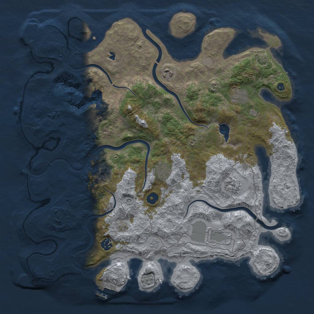 Rust Map: Procedural Map, Size: 4100, Seed: 73058743, 13 Monuments