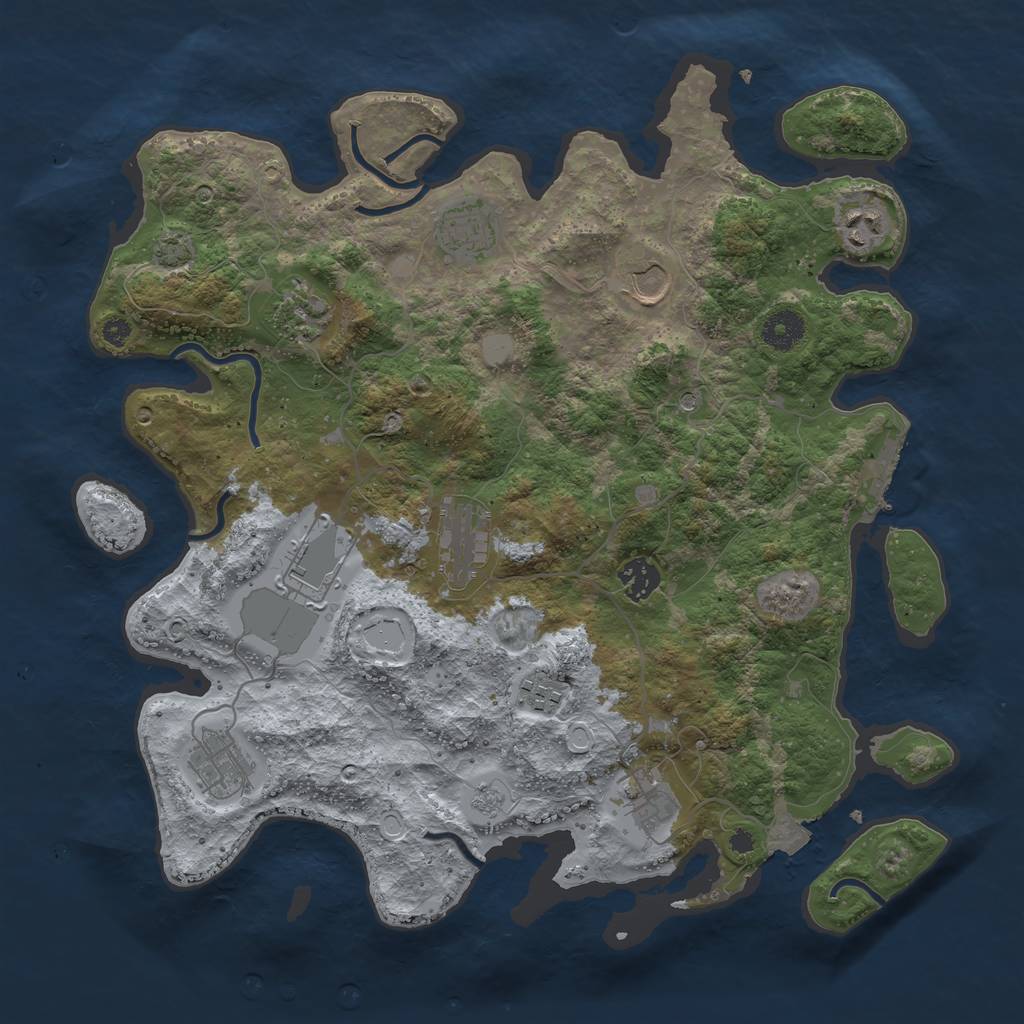 Rust Map: Procedural Map, Size: 3750, Seed: 22418, 17 Monuments