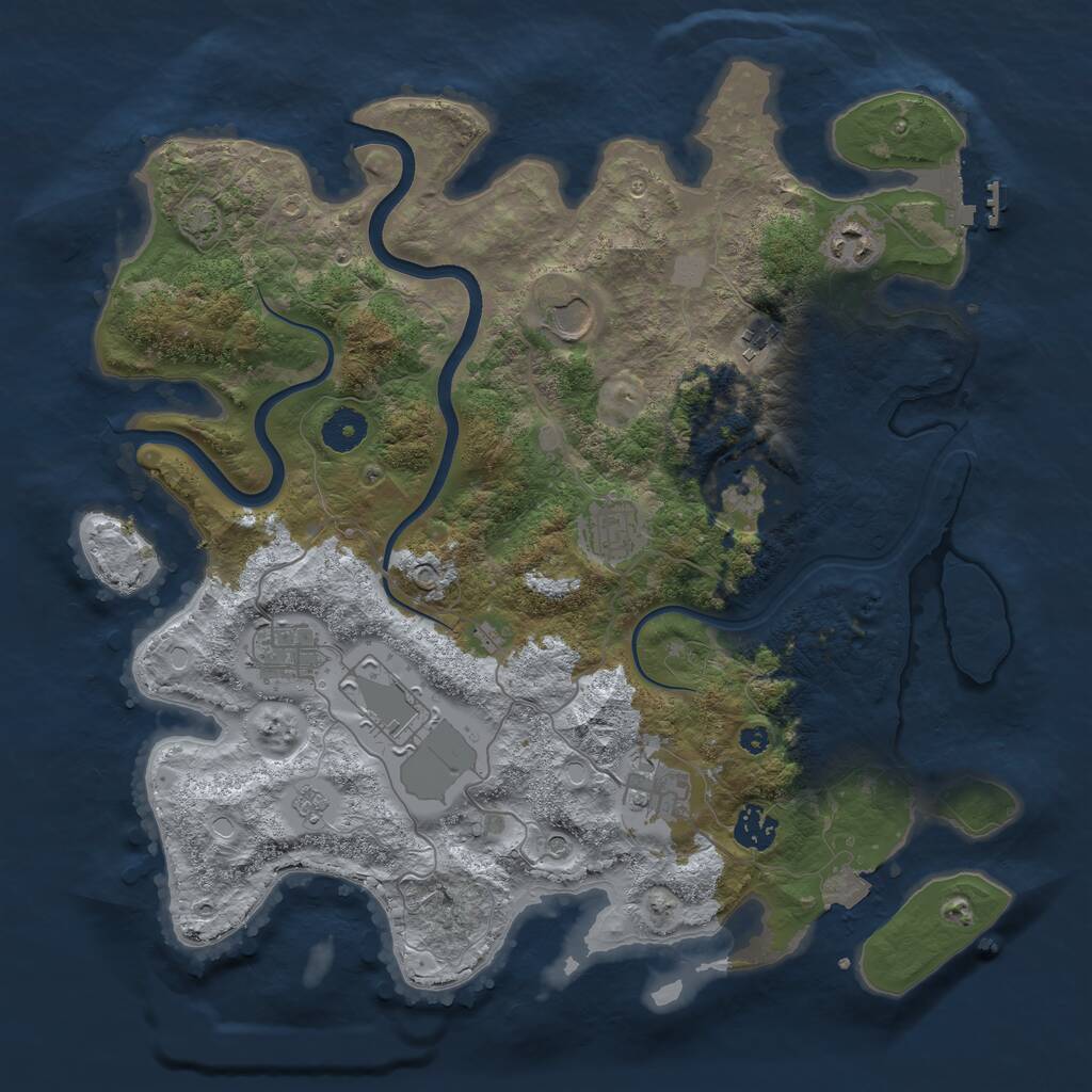 Rust Map: Procedural Map, Size: 3750, Seed: 22418, 14 Monuments