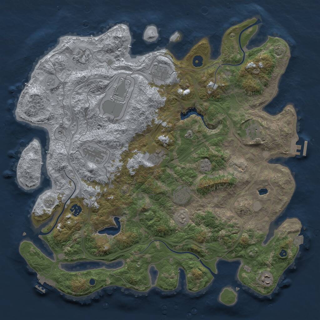 Rust Map: Procedural Map, Size: 4300, Seed: 9025553, 16 Monuments