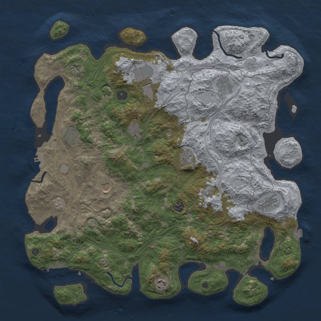 Rust Map: Procedural Map, Size: 4500, Seed: 466403620, 19 Monuments