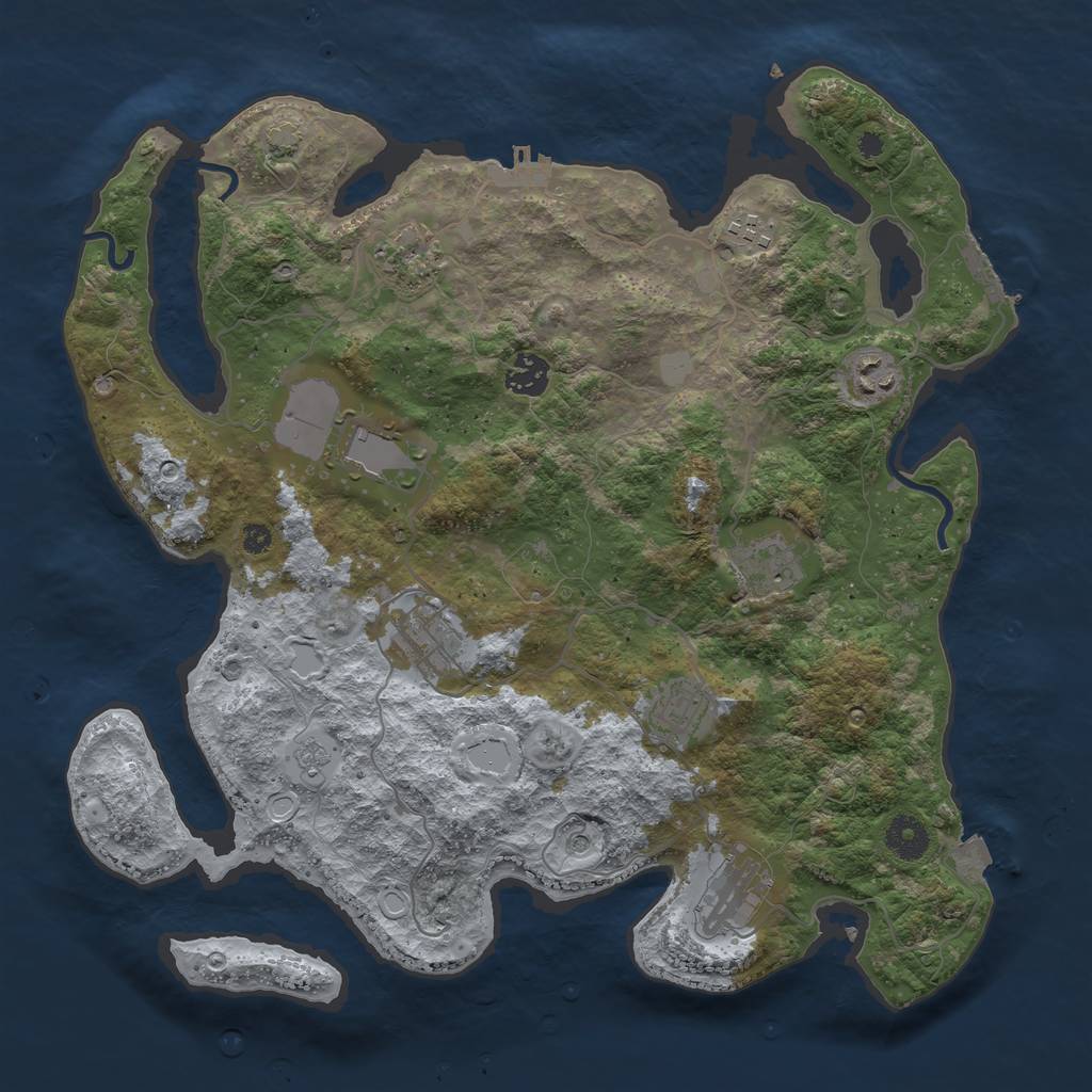 Rust Map: Procedural Map, Size: 3750, Seed: 3665796, 17 Monuments