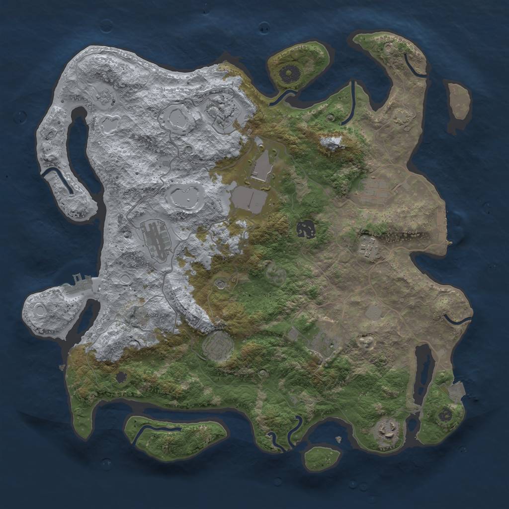 Rust Map: Procedural Map, Size: 3900, Seed: 78653115, 17 Monuments