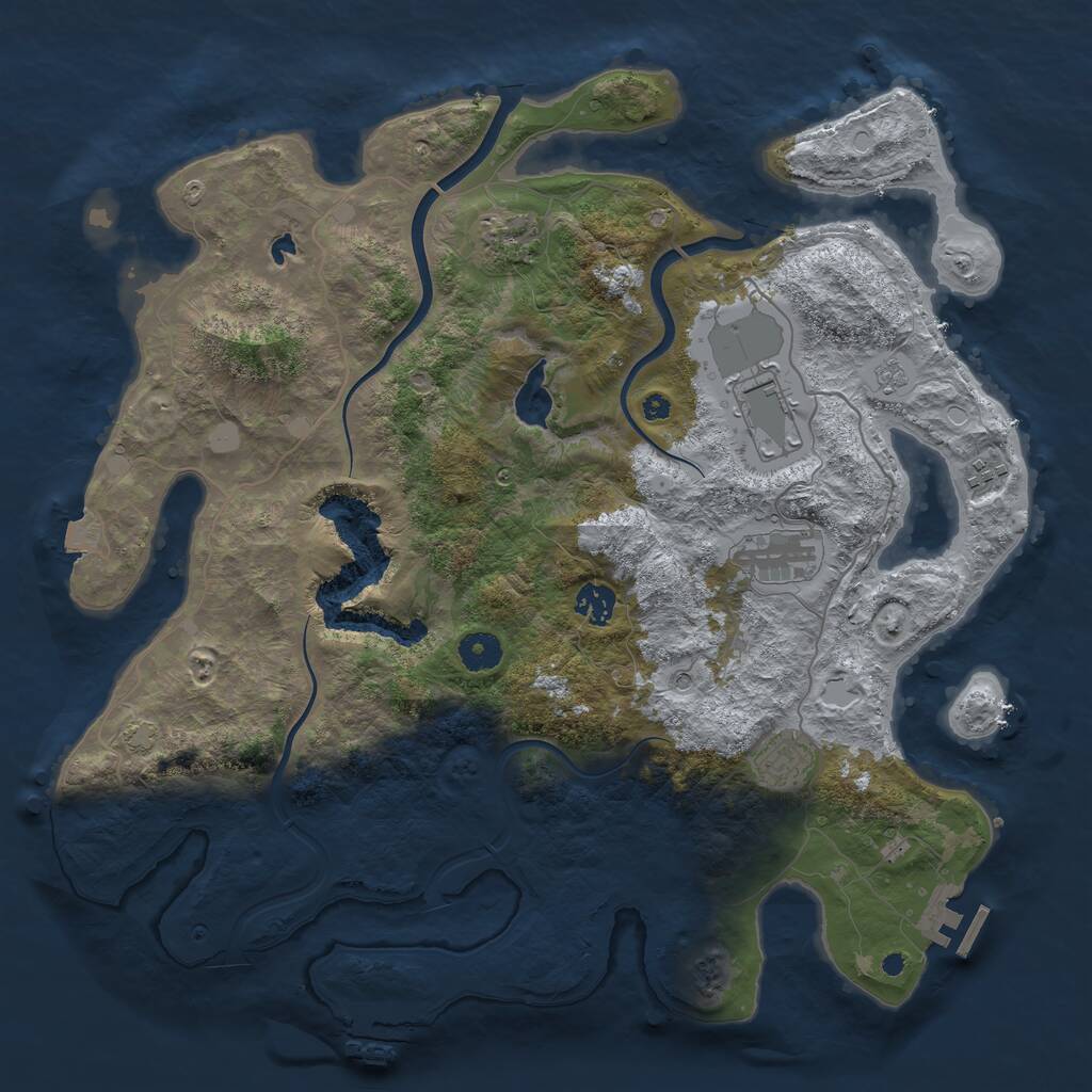 Rust Map: Procedural Map, Size: 4000, Seed: 205037051, 12 Monuments