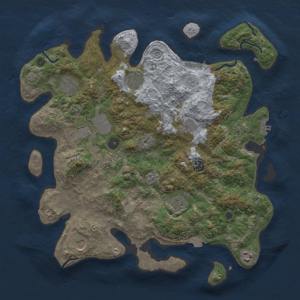 Rust Map: Procedural Map, Size: 3850, Seed: 37154944, 18 Monuments