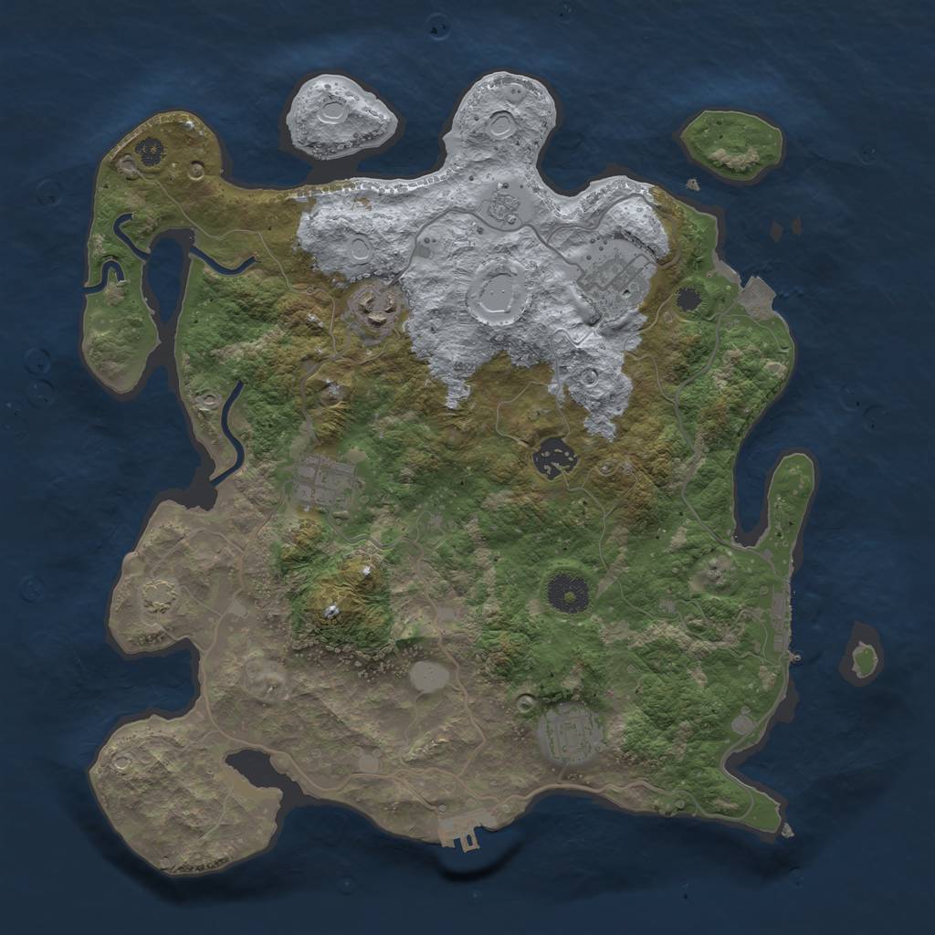 Rust Map: Procedural Map, Size: 3450, Seed: 93491620, 12 Monuments
